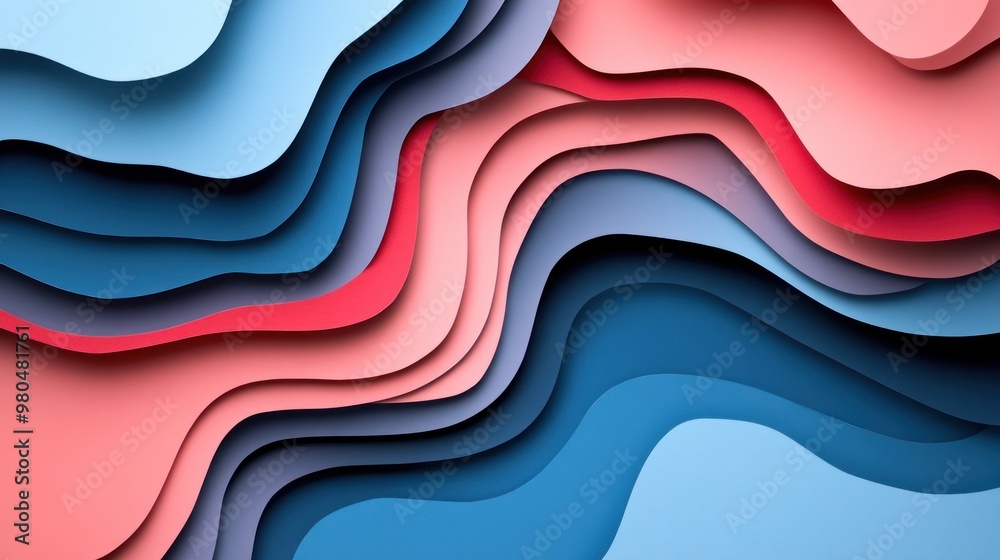 Fototapeta premium Abstract paper cutout background with layered shapes and shadows Close-up photo with clean background