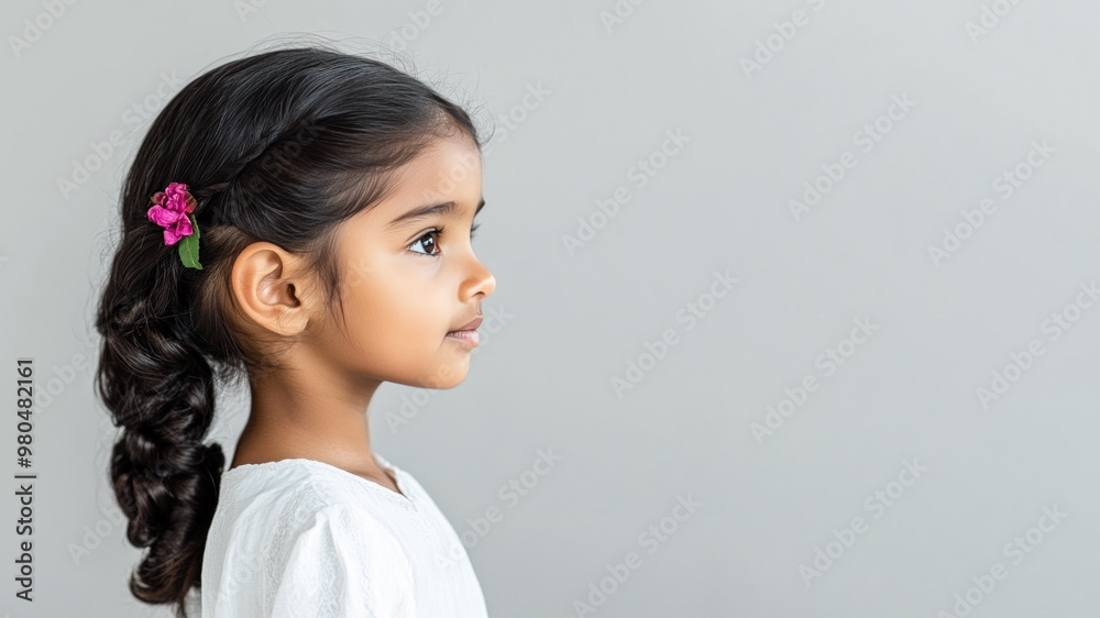 Malay little girl wearing saree indian traditional cloth smile isolated Malay little girl wearing saree indian traditional cloth smile isolated