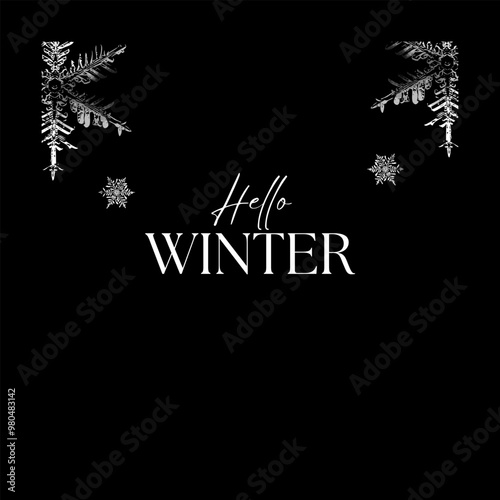 Hello Winter | Snow flake | EPS Vector