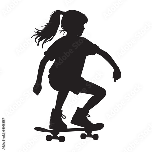 Change the silhouette to a skater, white background