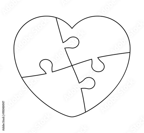puzzle heart outline, jigsaw heart frame template, puzzle pieces