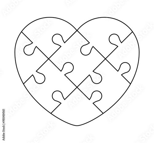 puzzle heart outline, jigsaw heart frame template, puzzle pieces