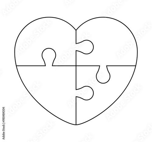 puzzle heart outline, jigsaw heart frame template, puzzle pieces
