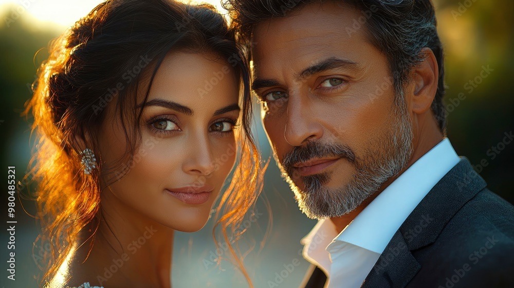 Romantic Couple Portrait with Golden Hour Lighting Romantic Couple Portrait with Golden Hour Lighting