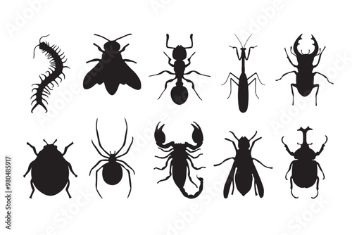 Cool insect silhouette set designs