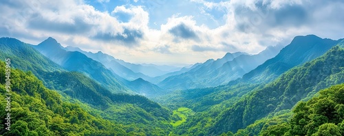 Panoramic view of a pristine mountain range