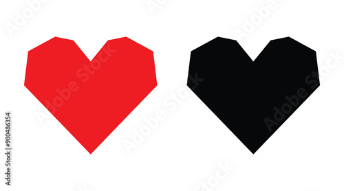 Red and black heart vector icons. Vector hearts for valentine day. Unique heart icons. Heart sign.