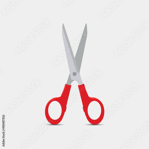 Red hair cutting scissors isolated clipping path white background