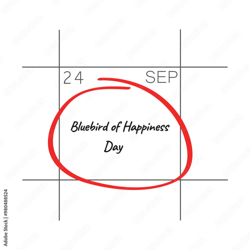 Obraz premium Bluebird of Happiness Day, September 24, - calendar date.