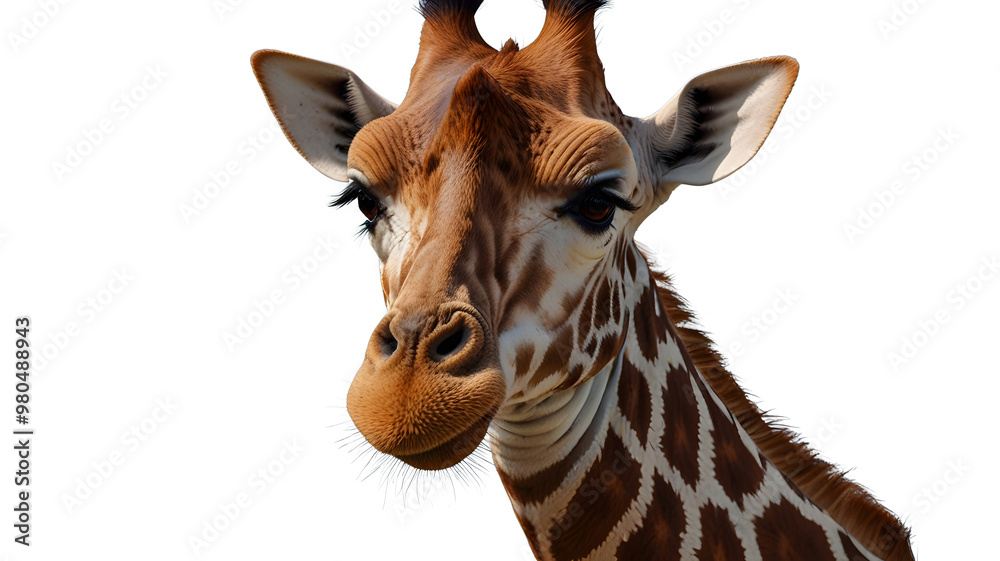 Fototapeta premium Giraffe Portrait Isolated on Transparent Background