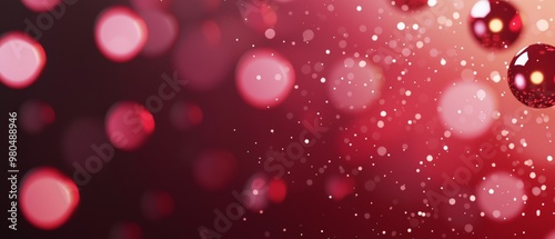 Sparkling red bokeh lights fading into the distance, glowing orbs and shimmering particles creating a magical, ethereal backdrop with a warm, celebratory mood