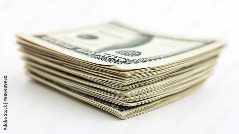 folded hundred dollar bills arranged in a neat stack with crisp edges and clear details isolated on a clean white background perfect for financial or business-related concepts folded hundred dollar bills arranged in a neat stack with crisp edges and clear details isolated on a clean white background perfect for financial or business-related concepts
