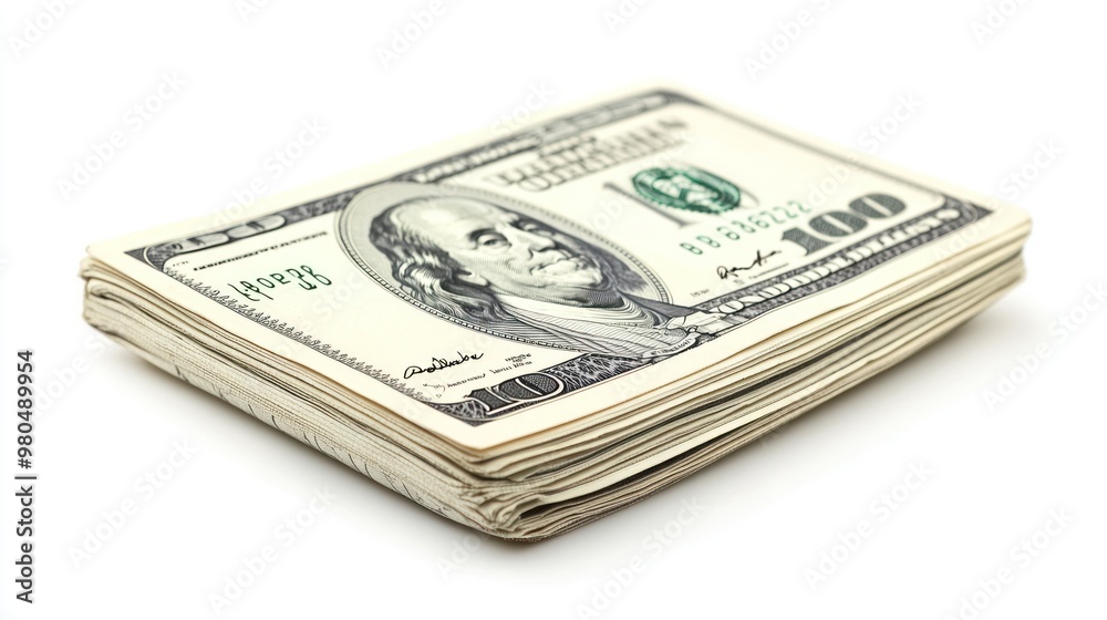 folded hundred dollar bills arranged in a neat stack with crisp edges and clear details isolated on a clean white background perfect for financial or business-related concepts folded hundred dollar bills arranged in a neat stack with crisp edges and clear details isolated on a clean white background perfect for financial or business-related concepts