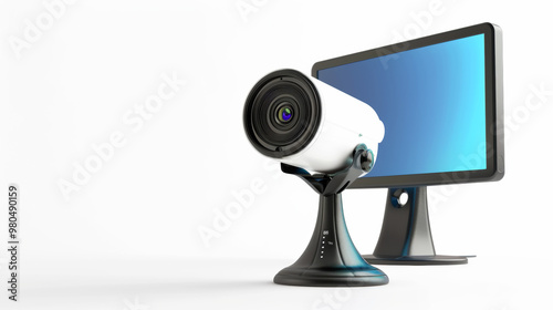 Webcam for live streaming observations isolated on white background photo