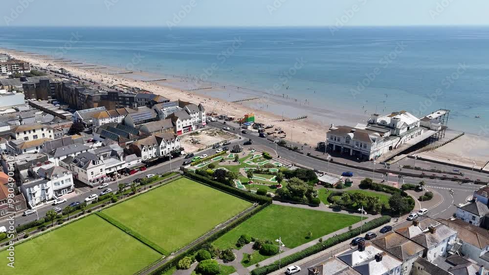 Pier and town Bognor Regis west Sussex UK drone,aerial summers day