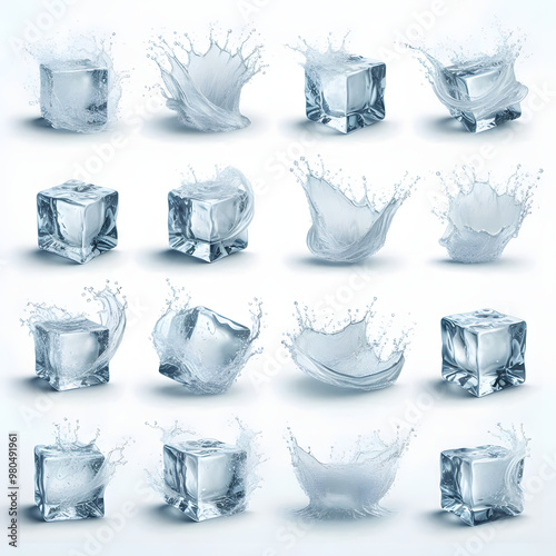 Water drop design with a collection of swirling shapes in blue, capturing a wintery, floral essence perfect for seasonal decorations