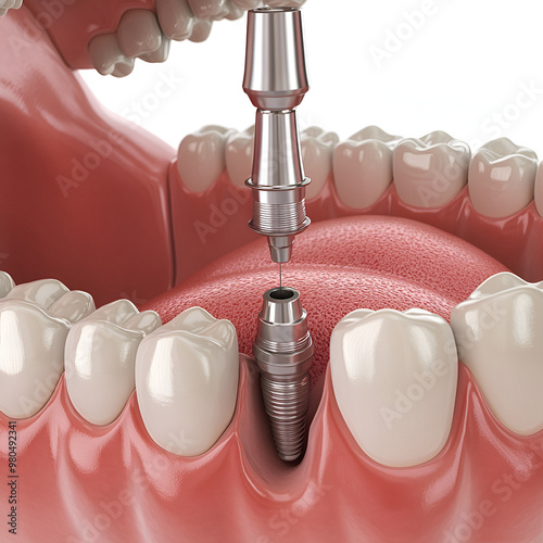 Highly Detailed Illustration of Dental Implant Procedure