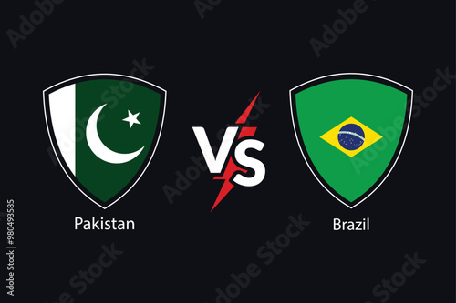 brazil vs pakistan flag vector