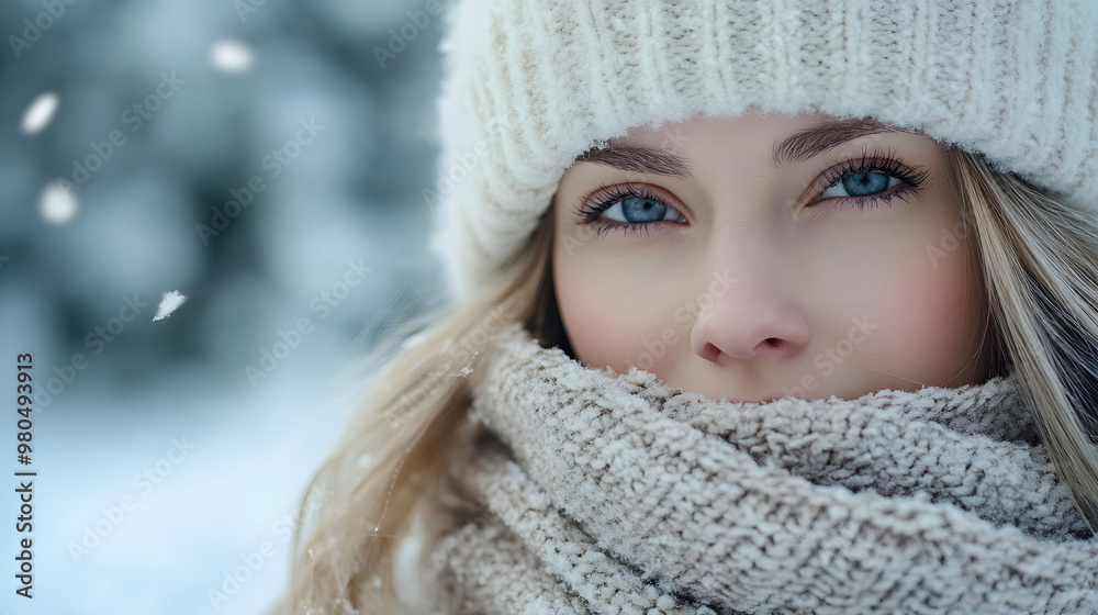 Woman feeling cold in winter Woman feeling cold in winter