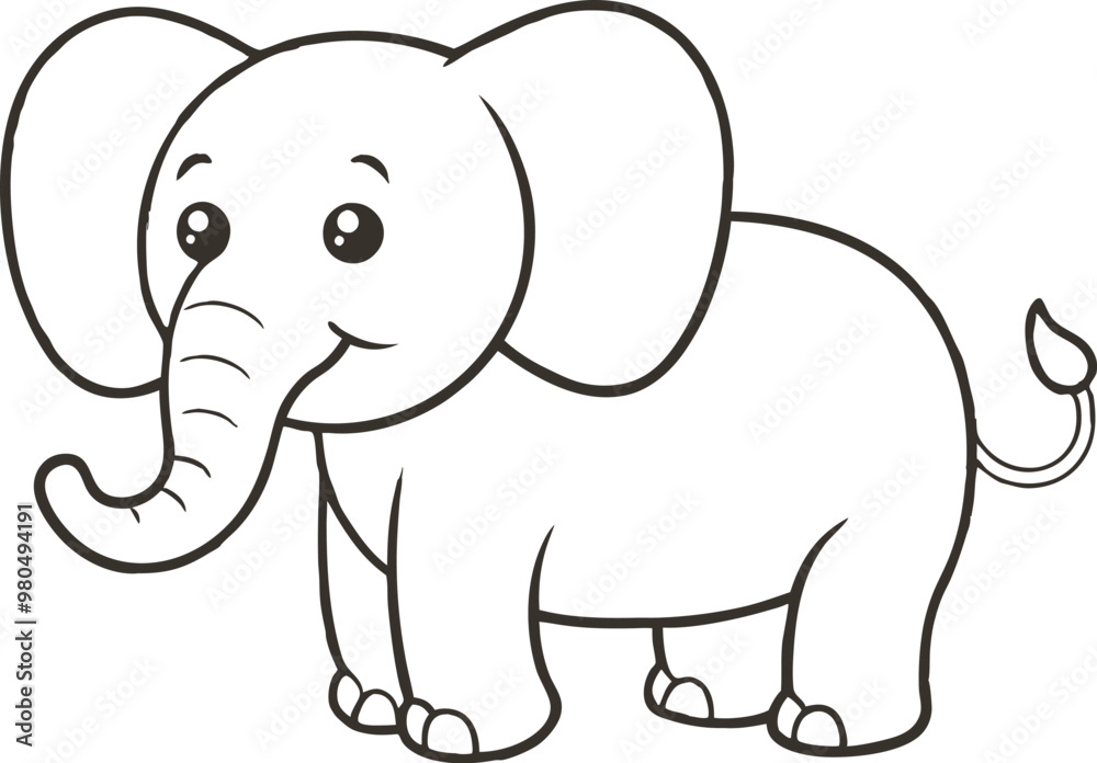 Doodle elephant outline simple cartoon Illustration of a Gray Elephant with Large Ears and a Trunk Doodle elephant outline simple cartoon Illustration of a Gray Elephant with Large Ears and a Trunk