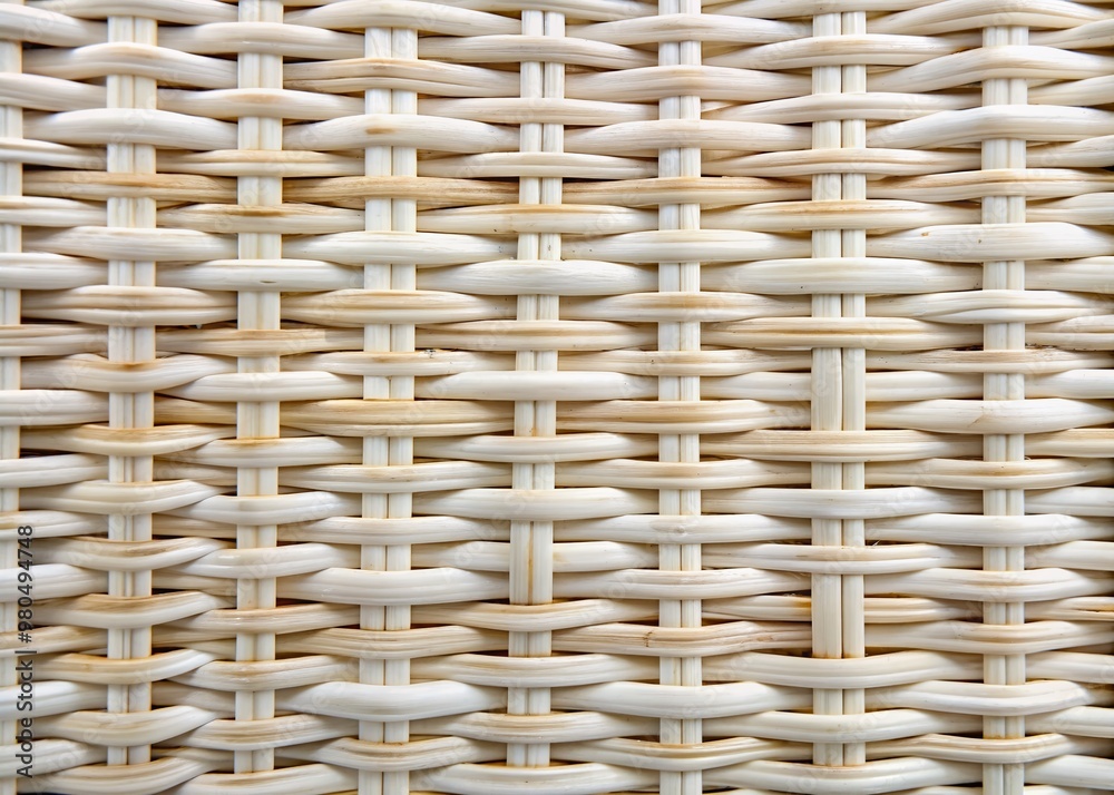 Natural woven white rattan texture featuring intricate repetition pattern, creating a clean and minimalist background for various design applications and visual compositions. Natural woven white rattan texture featuring intricate repetition pattern, creating a clean and minimalist background for various design applications and visual compositions.