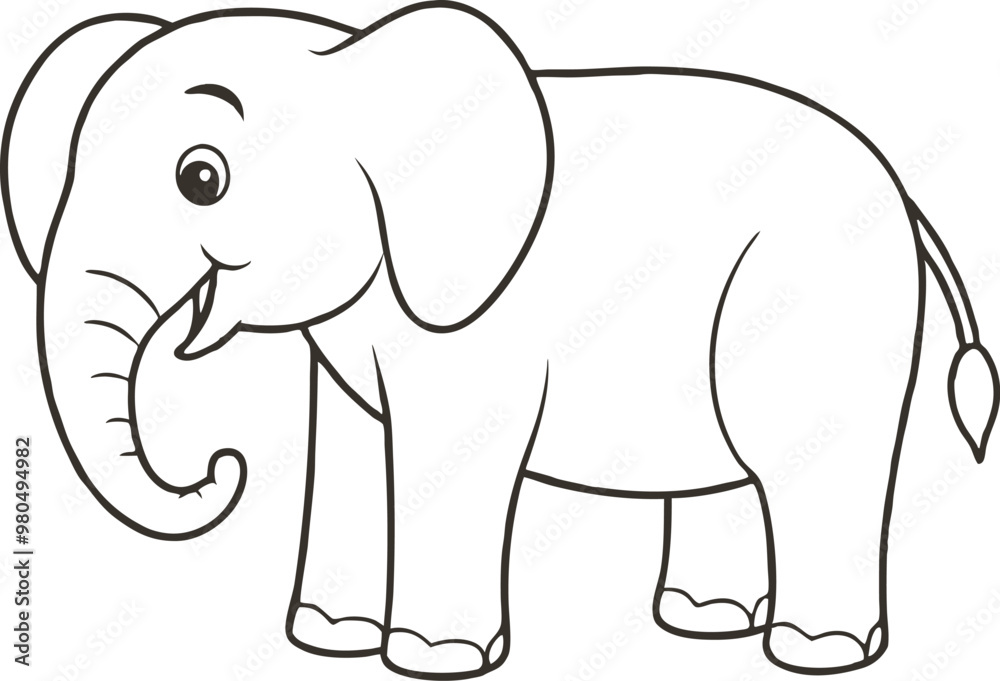 Doodle elephant outline simple cartoon Illustration of a Gray Elephant with Large Ears and a Trunk Doodle elephant outline simple cartoon Illustration of a Gray Elephant with Large Ears and a Trunk