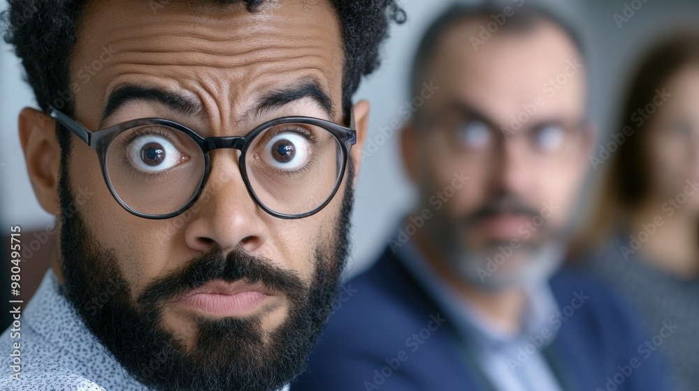 A man with glasses and a beard is looking at the camera, AI A man with glasses and a beard is looking at the camera, AI