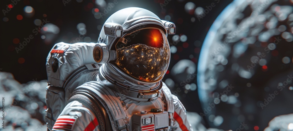 Astronaut In Space Exploring Galaxy With Planets, Stars, And Nebula A Journey Through The Cosmos
