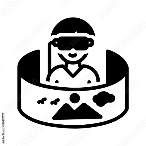 Vector solid black icon for Virtual tour