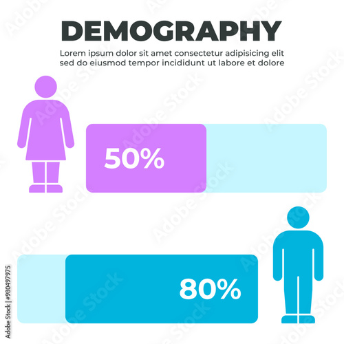 Bar Chart Demographic Infographic with Gender Percentage Distribution