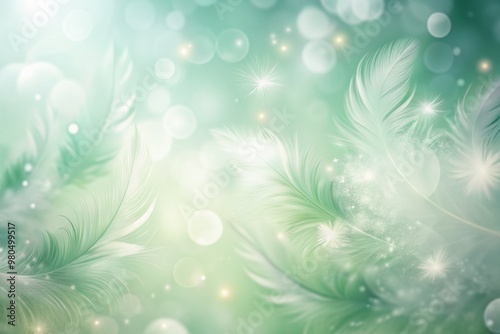 Delicate, pale green and white abstract gradient background with soft, feathery texture and subtle, shimmering light, evoking a sense of serenity and gentle elegance.
