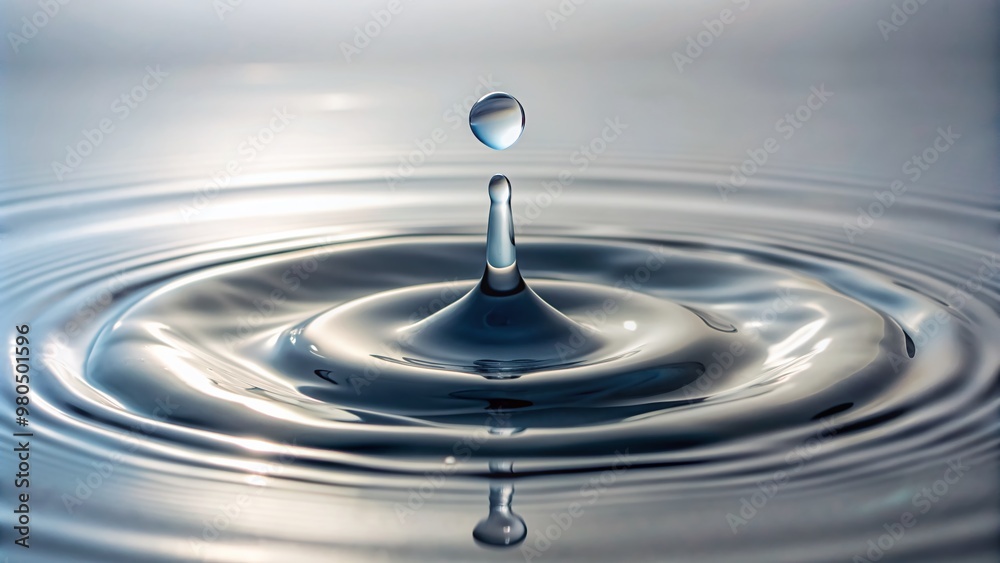 A single water droplet on a pristine white surface begins to leak, slowly spreading and forming a small puddle, demonstrating the concept of loss and conservation. A single water droplet on a pristine white surface begins to leak, slowly spreading and forming a small puddle, demonstrating the concept of loss and conservation.