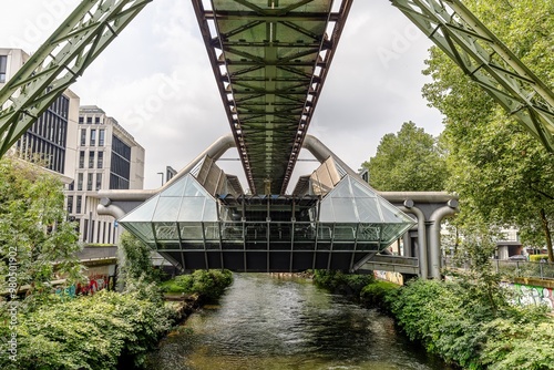 Obraz na płótnie Stop of the historic suspension railway above the river Wupper w salonie