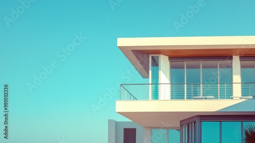 photograph of Luxury modern beach house  photo