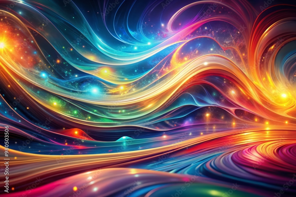 Vibrant, luminous waves of colored liquid light undulate and swirl in mesmerizing patterns, creating a futuristic, otherworldly abstract background with infinite depth and dimension. Vibrant, luminous waves of colored liquid light undulate and swirl in mesmerizing patterns, creating a futuristic, otherworldly abstract background with infinite depth and dimension.