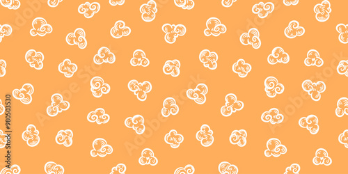 Popcorn pattern for packaging snacks. Popcorn fluffy flakes pattern. Popcorn Background pattern. doodle popcorn. popcorn seamless pattern background.	