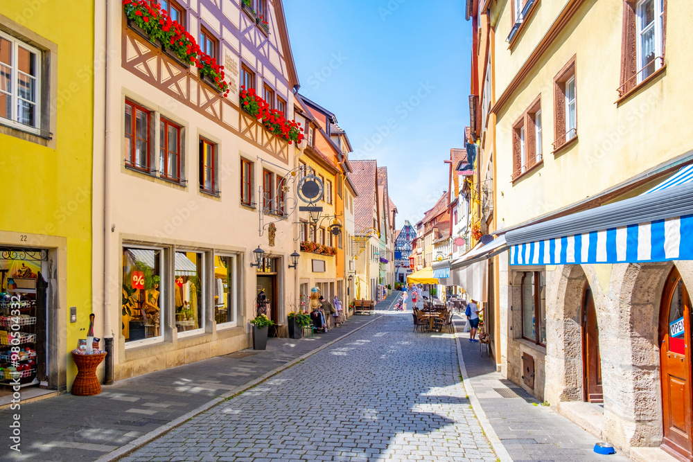 Rothenburg ob der Tauber, Germany - A sunny day at the picturesque village of Rothenburg ob der Tauber, Germany