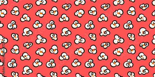 Popcorn pattern for packaging snacks. Popcorn fluffy flakes pattern. Popcorn Background pattern. doodle popcorn. popcorn seamless pattern background.	