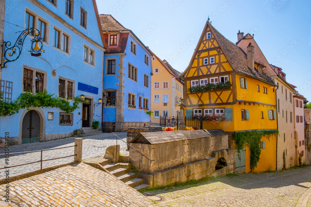 Rothenburg ob der Tauber, Germany - A sunny day at the picturesque village of Rothenburg ob der Tauber, Germany