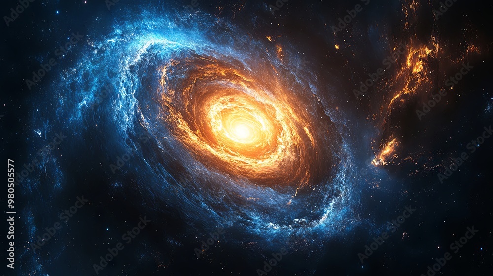 Fototapeta premium Abstract galaxy swirl with a clear area for text 