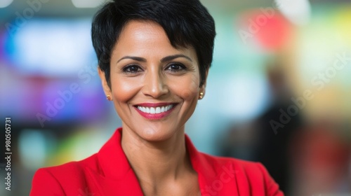 Wallpaper Mural The news anchor presents live updates in a professional studio setting while engaging viewers with a friendly demeanor Torontodigital.ca