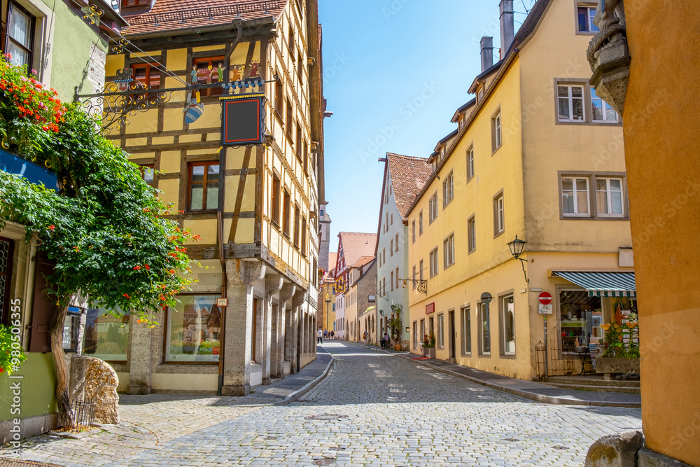 Rothenburg ob der Tauber, Germany - A sunny day at the picturesque village of Rothenburg ob der Tauber, Germany
