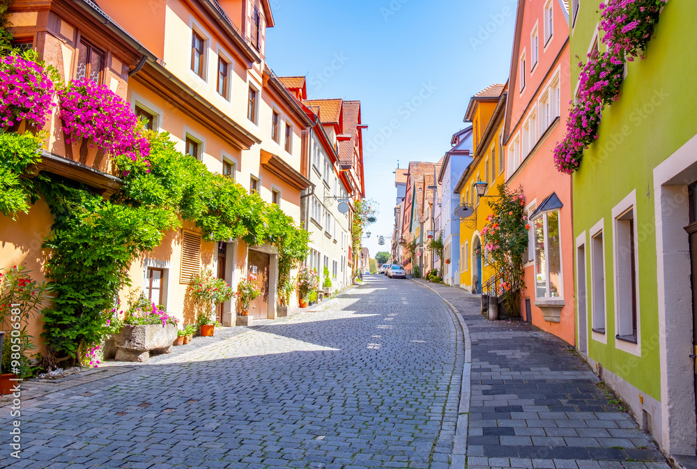 Rothenburg ob der Tauber, Germany - A sunny day at the picturesque village of Rothenburg ob der Tauber, Germany