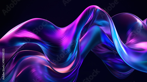 abstract 3d render glowing translucent purple and blue abstract form on black background