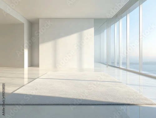 empty room with a window and carpet 