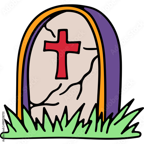 cute halloween grave illustration for card website, application, printing, document, poster design, etc.