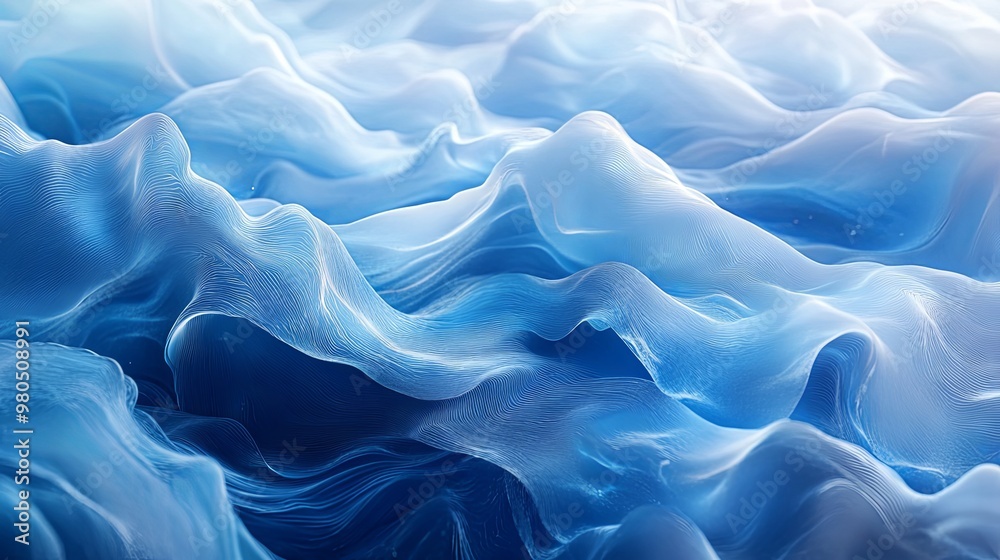 Obraz premium Abstract waves in blue tones with a clear area for text 