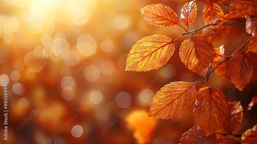 Autumn leaves background with a light spot for text Autumn leaves background with a light spot for text