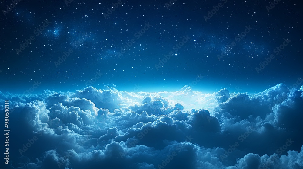 Fototapeta premium Dreamy night sky with stars and an open area for text 