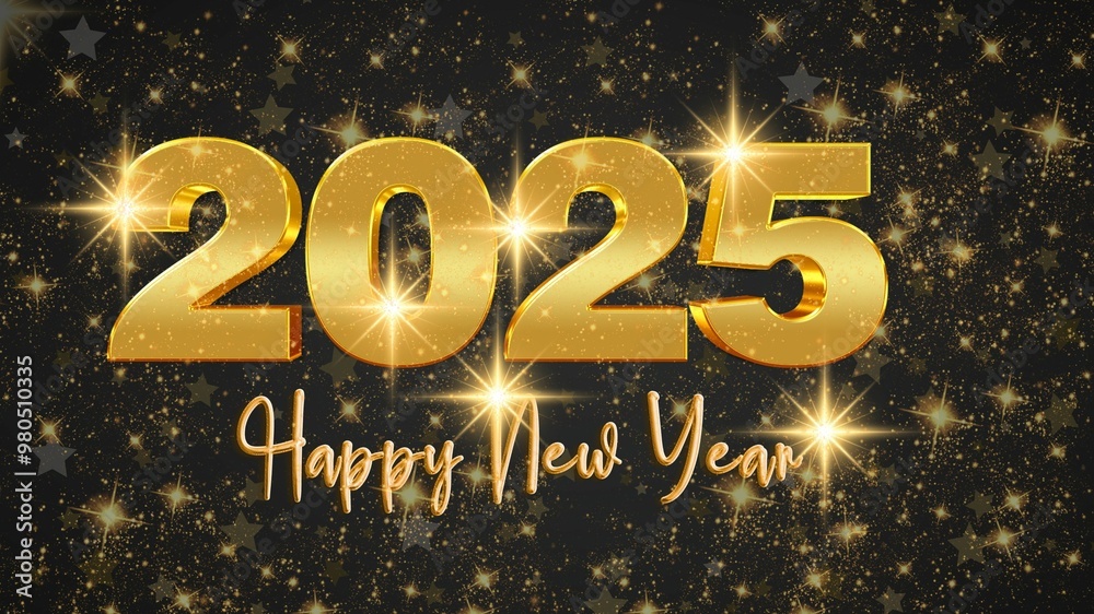 Fototapeta premium 2025 new year wishes with Gold Light Colour